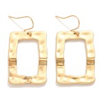 Wholesale hammered Metal Rectangle Drop Earrings Wrapped Wire Accent L