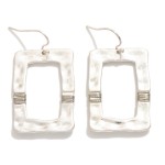 Wholesale hammered Metal Rectangle Drop Earrings Wrapped Wire Accent L