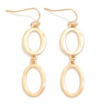 Wholesale linked Hammered Metal Hollow Oval Drop Earrings L