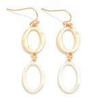 Wholesale linked Hammered Metal Hollow Oval Drop Earrings L