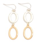 Wholesale linked Hammered Metal Hollow Oval Drop Earrings L