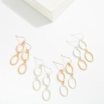 Wholesale linked Hammered Metal Hollow Oval Drop Earrings L