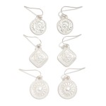 Wholesale set Three Metal Medallion Drop Earrings L