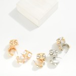 Wholesale chunky Metal Hoop Earrings Dome Details D