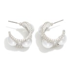 Chunky Metal Tone Hoop Earrings Featuring Dome Details 

- Approximately .75" D