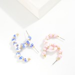 Wholesale chinoiserie Bead Gold Disk Beaded Hoop Earrings D