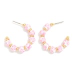 Wholesale chinoiserie Bead Gold Disk Beaded Hoop Earrings D