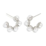 Wholesale pearl Studded Hoop Earrings Gold Dipped D