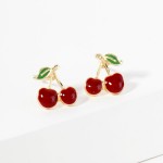 Enamel Cherries Stud Earrings 

- Gold Dipped 
- Approximately .5" L