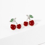Enamel Cherries Stud Earrings 

- Gold Dipped 
- Approximately .5" L