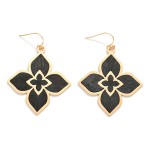 Wholesale wood Metal Clover Drop Earrings L