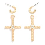 Wholesale twisted Metal Cross Post Drop Earrings Criss Cross Detail L