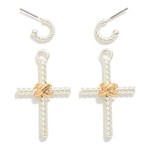 Wholesale twisted Metal Cross Post Drop Earrings Criss Cross Detail L