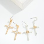 Wholesale twisted Metal Cross Post Drop Earrings Criss Cross Detail L