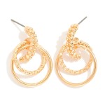 Wholesale textured Metal Layered Hoop Door Knocker Post Drop Earrings L