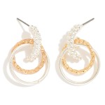 Wholesale textured Metal Layered Hoop Door Knocker Post Drop Earrings L