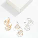 Wholesale textured Metal Layered Hoop Door Knocker Post Drop Earrings L