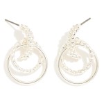 Wholesale textured Metal Layered Hoop Door Knocker Post Drop Earrings L
