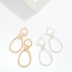 Wholesale linked Twisted Metal Circle Teardrop Post Drop Earrings L