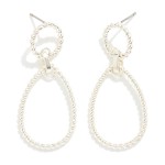 Wholesale linked Twisted Metal Circle Teardrop Post Drop Earrings L