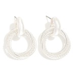 Wholesale layered Textured Metal Hoop Door Knocker Post Drop Earrings L