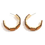 Wholesale wooden Octagons Hoop Earrings D