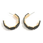 Wholesale wooden Octagons Hoop Earrings D