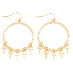 Wholesale metal Hoop Drop Earrings Cross Charms L