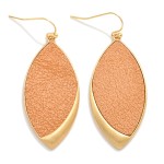 Wholesale vegan Leather Almond Drop Earrings L