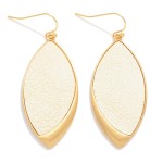 Wholesale vegan Leather Almond Drop Earrings L