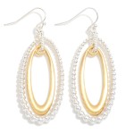 Wholesale nesting Textured Metal Matte Metal Ovals Drop Earrings L