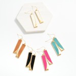 Wholesale long Vegan Leather Metal Rectangle Drop Earrings L