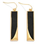 Wholesale long Vegan Leather Metal Rectangle Drop Earrings L