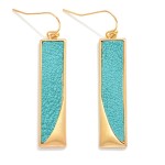 Wholesale long Vegan Leather Metal Rectangle Drop Earrings L