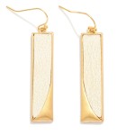 Wholesale long Vegan Leather Metal Rectangle Drop Earrings L