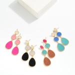 Wholesale linked Vegan Leather Geometric Drop Earrings L