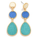 Wholesale linked Vegan Leather Geometric Drop Earrings L