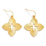 Wholesale ribbed Metal Clover Drop Earrings L