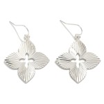 Wholesale ribbed Metal Clover Drop Earrings L