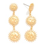 Wholesale linked Textured Metal Suns Post Drop Earrings L