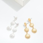 Wholesale linked Textured Metal Suns Post Drop Earrings L