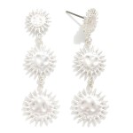 Wholesale linked Textured Metal Suns Post Drop Earrings L