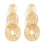 Wholesale hammered Metal Linked Cut Out Circles Post Drop Earrings L