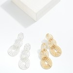 Wholesale hammered Metal Linked Cut Out Circles Post Drop Earrings L