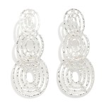 Wholesale hammered Metal Linked Cut Out Circles Post Drop Earrings L