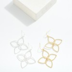 Wholesale textured Metal Clover Drop Earrings L