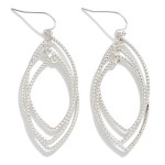 Wholesale nesting Textured Metal Leaf Drop Earrings L