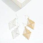 Wholesale metal Diamond Drop Earrings Cut Out Details L