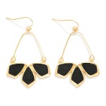 Wholesale wire Drop Earrings Linked Vegan Leather Geometric Details L