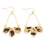 Wholesale wire Drop Earrings Linked Vegan Leather Geometric Details L